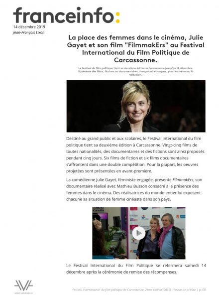 Festival du film politique - FIFP - Carcassonne - 2019 - Relations presse - Festival - Cinéma - Franceinfo