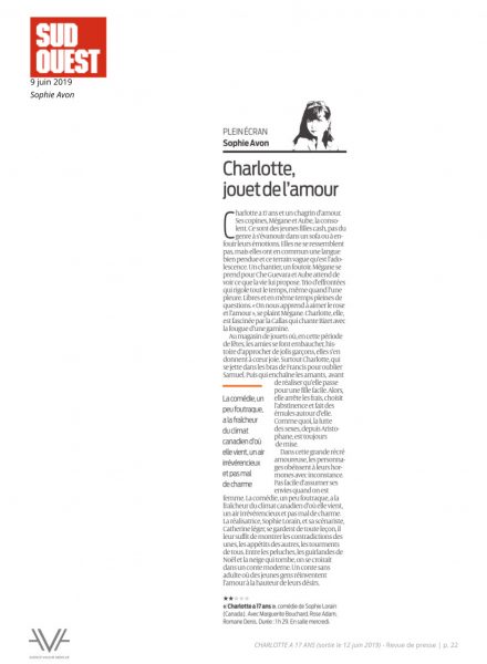 Charlotte à 17 ans - film - quebec -sortie nationale - France - relations presse - attaché de presse