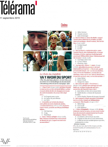 Filmer le sport - La Cinémathèque du documentaire - Bibliothèque publique d'information - Bpi - revue de presse - relations presse - attaché de presse - cinéma - documentaire - festival