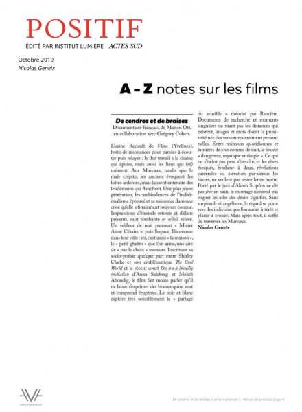 De cendres et de braises - film - documentaire - Manon Ott - sortie nationale - relations presse - Positif