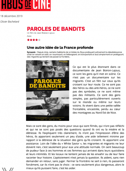 Parole de Bandits - film - documentaire - revue de presse - relations presse - attaché de presse - cinéma - culture