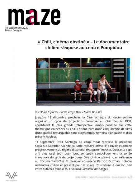 Chili - La Cinémathèque du documentaire - Bibliothèque publique d'information - Bpi - revue de presse - relations presse - attaché de presse - cinéma - documentaire - festival