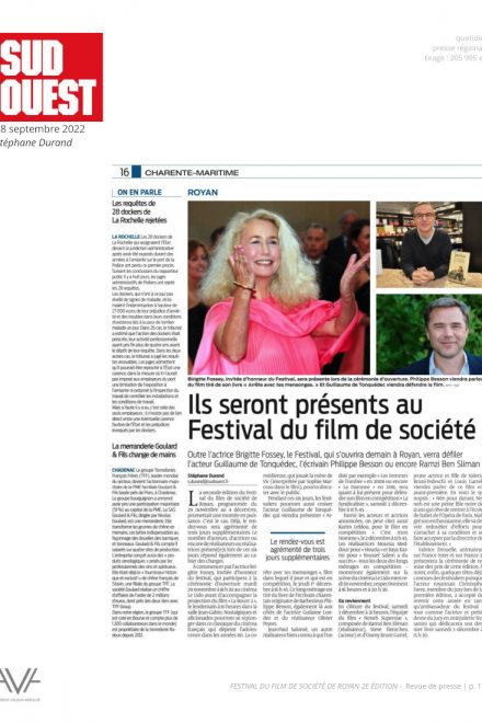 Festival du film de société - Royan - 2022 - festival - cinéma - films - relations presse - Sud Ouest