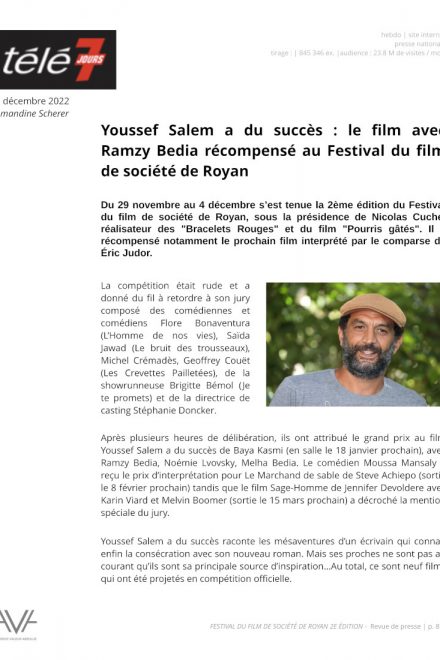 Festival du film de société - Royan - 2022 - festival - cinéma - films - relations presse - Télé 7 Jours