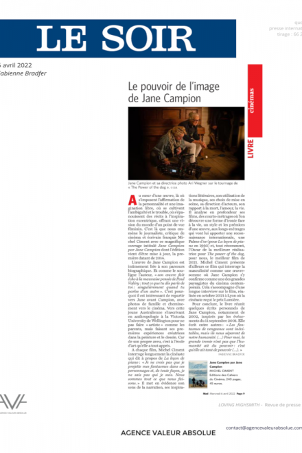 Jane Campion par Jane Campion - Michel Ciment - Cahiers du cinéma - livre - cinéma - relations presse - Le Soir