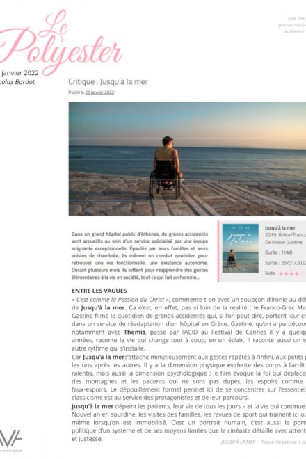 Jusqu’à la mer - Marco Gastine - Cinéma - documentaire - Grèce - relations presse - Le Polyester