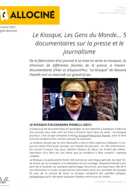 Le Kiosque - Alexandra Pianelli - cinéma indépendant - documentaire - film - relations presse - Allociné