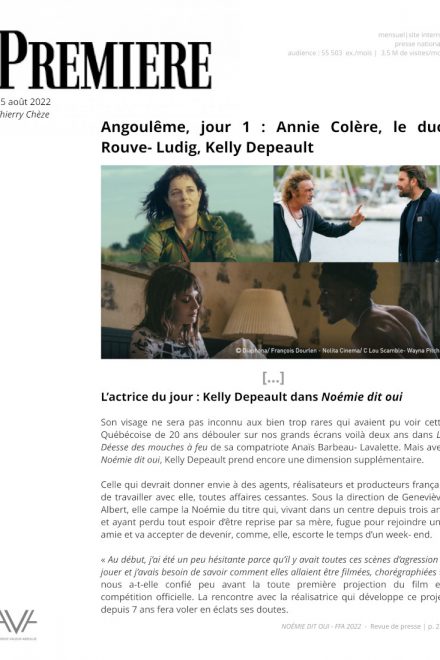 Noémie dit oui - Geneviève Albert - film - fiction - Québec - FFA - compétition - relations presse - Première