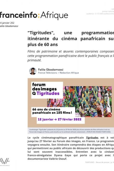 Tigritudes - Paris - 2022 - festival - cinéma - Afrique - relations presse - France Info