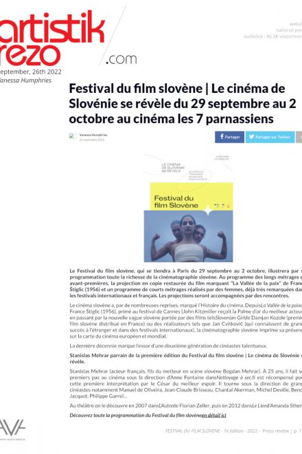 Festival du film Slovène - Paris - 2022 - festival - cinéma - films - relations presse - Artistik Rezo
