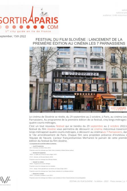Festival du film Slovène - Paris - 2022 - festival - cinéma - films - relations presse - Sortir à Paris