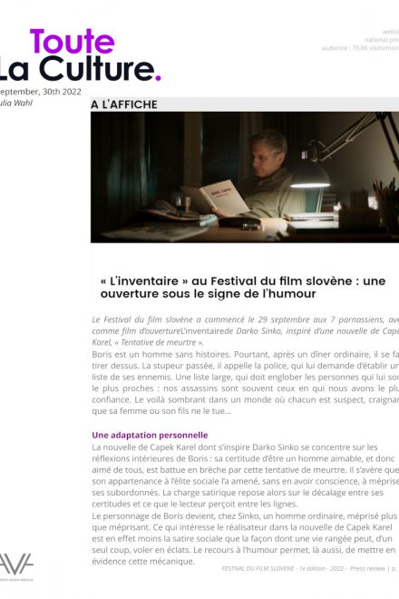 Festival du film Slovène - Paris - 2022 - festival - cinéma - films - relations presse - Toute La Culture