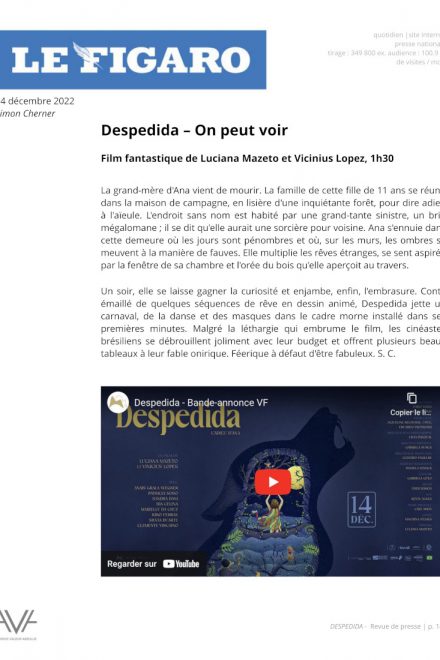 Despedida - Luciana Mazeto et Vinicius Lopes - film - fiction - fantaisie - Brésil - relations presse - Le Figaro