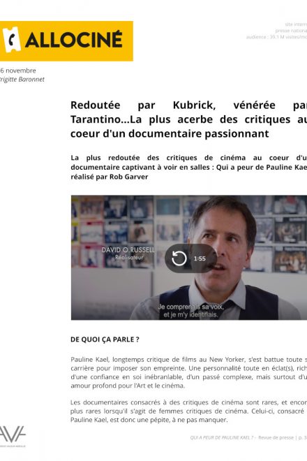 Qui a peur de Pauline Kael ?- Rob Garver - film - documentaire - États-Unis relations presse - Allociné