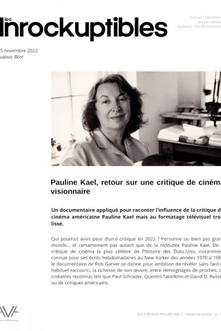 Qui a peur de Pauline Kael ?- Rob Garver - film - documentaire - États-Unis relations presse - Les Inrockuptibles