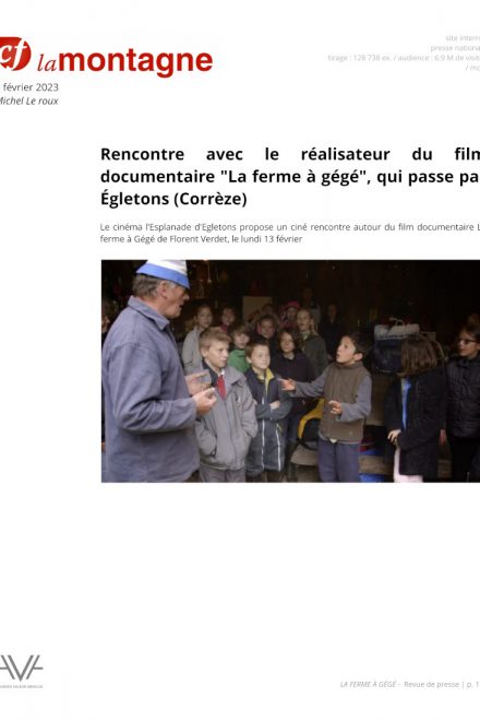 La ferme à Gégé - Florent Verdet - film - documentaire- relations presse - La Montagne