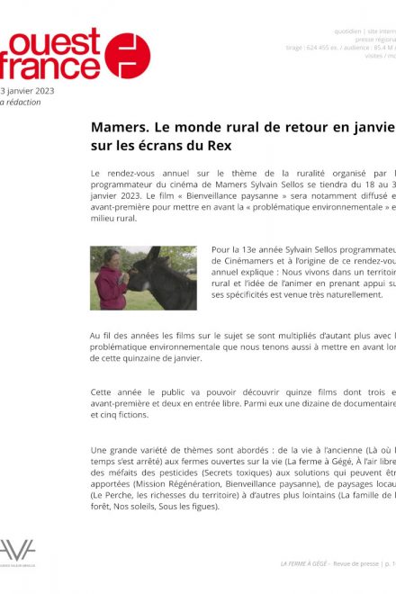 La ferme à Gégé - Florent Verdet - film - documentaire- relations presse - Ouest France