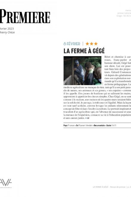 La ferme à Gégé - Florent Verdet - film - documentaire- relations presse - Première