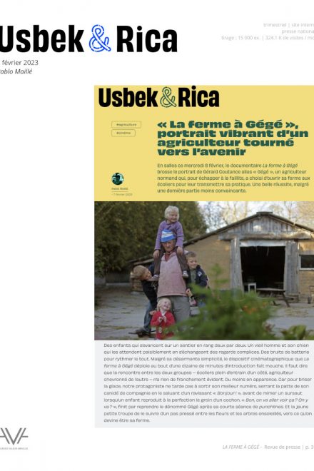 La ferme à Gégé - Florent Verdet - film - documentaire- relations presse - Usbek & Rica