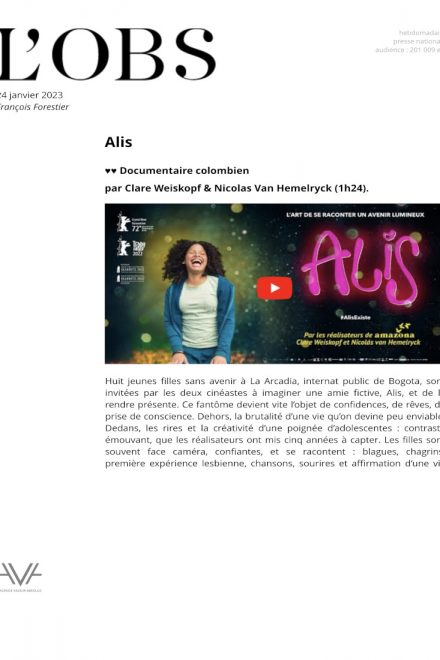 Alis - Clare Weiskopf et Nicolas van Hemelryck - Colombie - relations presse - obs