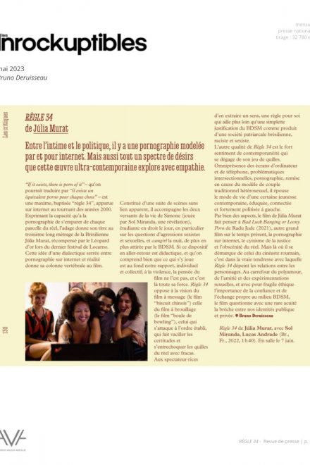 Règle 34 - Júlia Murat - fiction - Brésil - sortie - salles - relations presse - Les Inrockuptibles